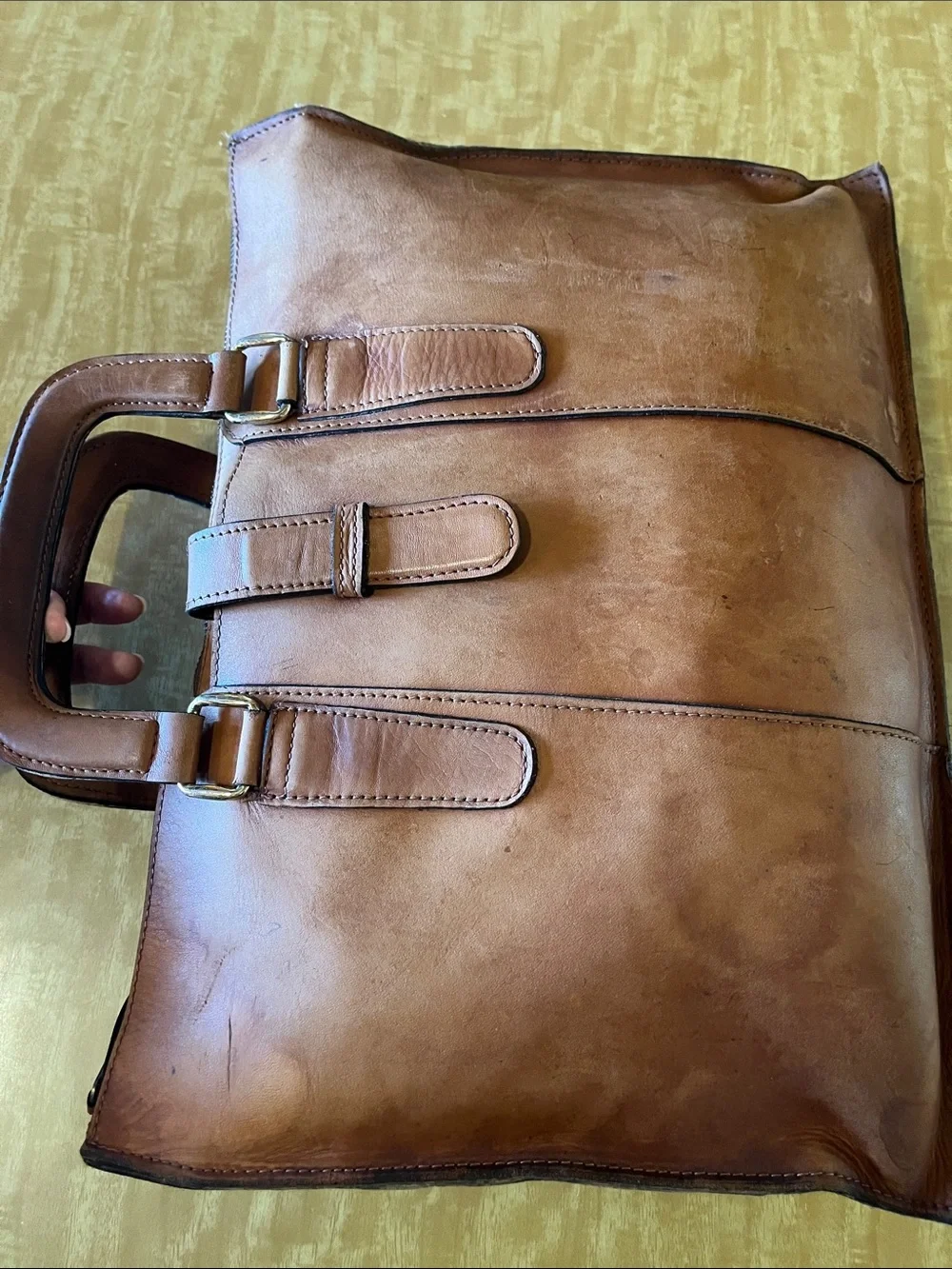 Source Unknown Tan Leather Briefcase - Classic Men’s Carryall